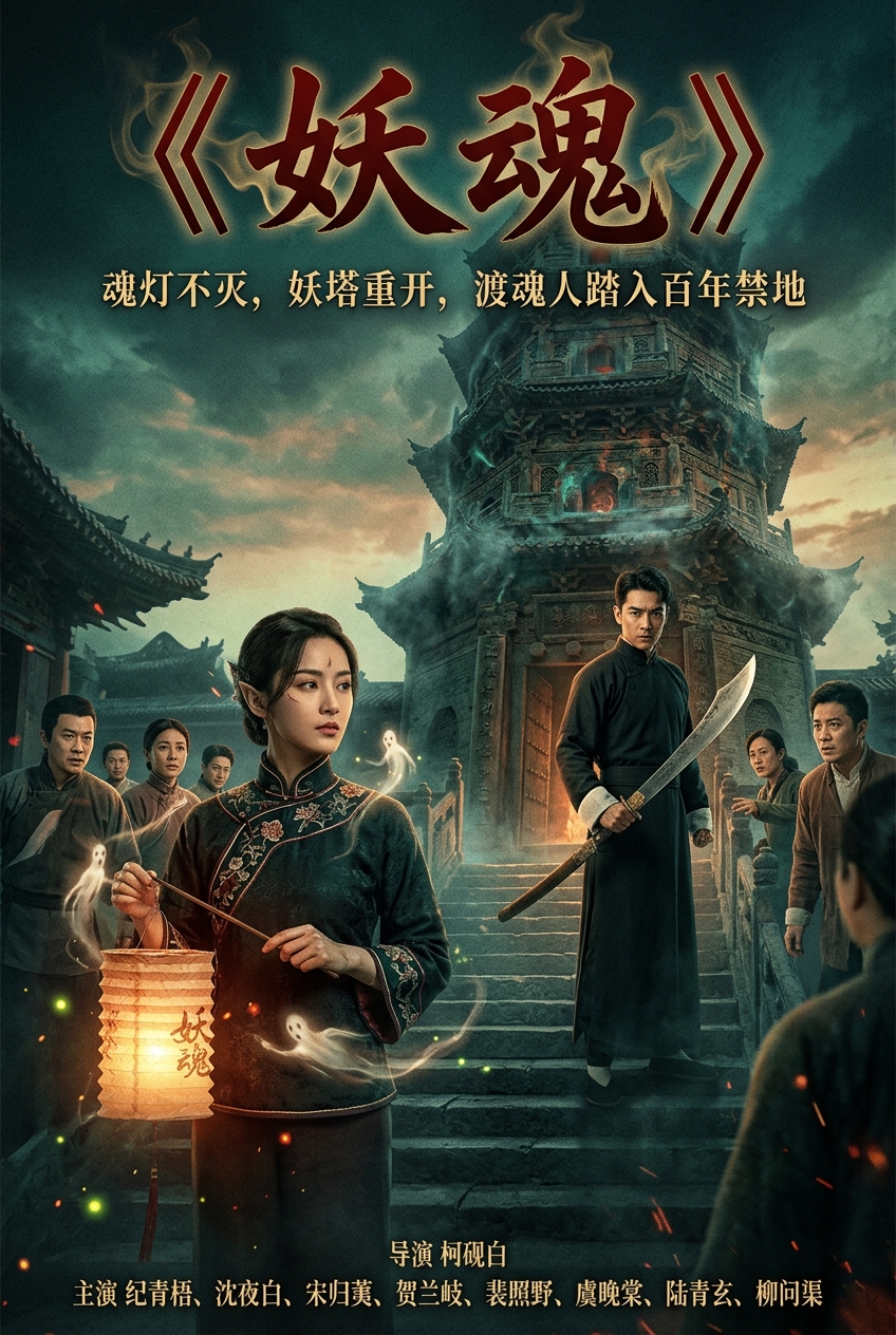 《妖魂》魂灯渡魂人纪青梧立于锁魂塔前